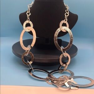 #P97. Chico's Silver Statement Necklace Bold Chain-Link Design